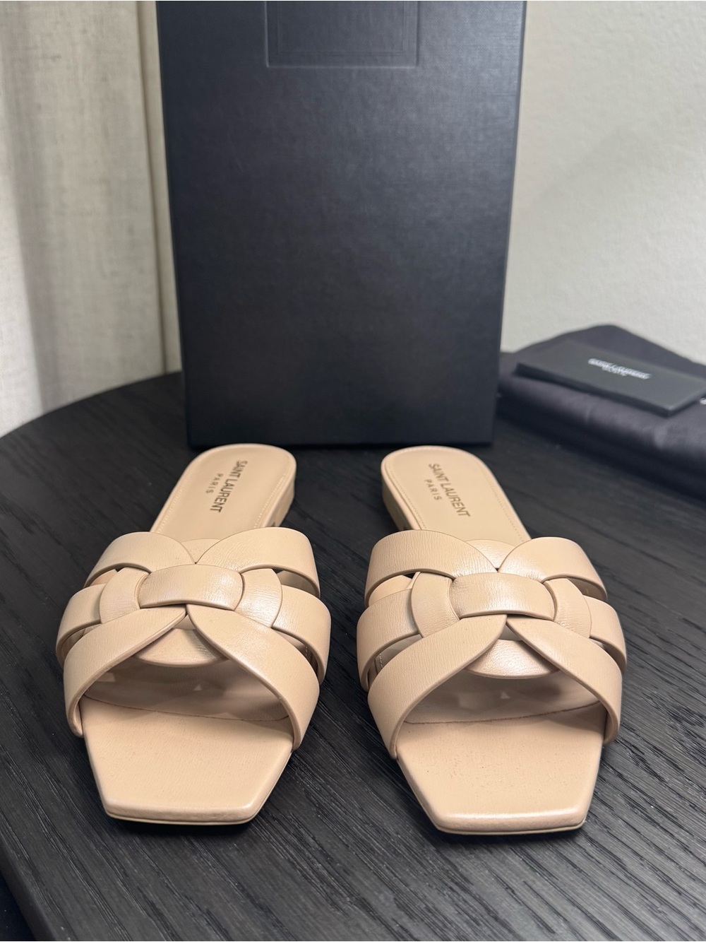 Saint Laurent YSL Tribute Nu Pieds Sandals Leather Nude 37.5 - Picture 2 of 9